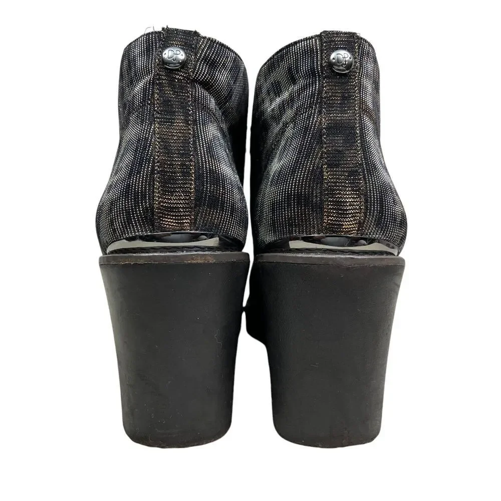 Donald J. Pliner Womens Wedge Ankle Boots Dakota Shimmer Lace Up Brown Sz 10 M‎
